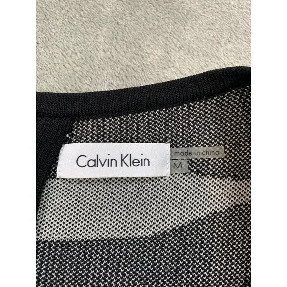 Calvin Klein Dress Womens Medium Black White Striped Bodycon Sleeveless Stretch - Picture 5 of 10